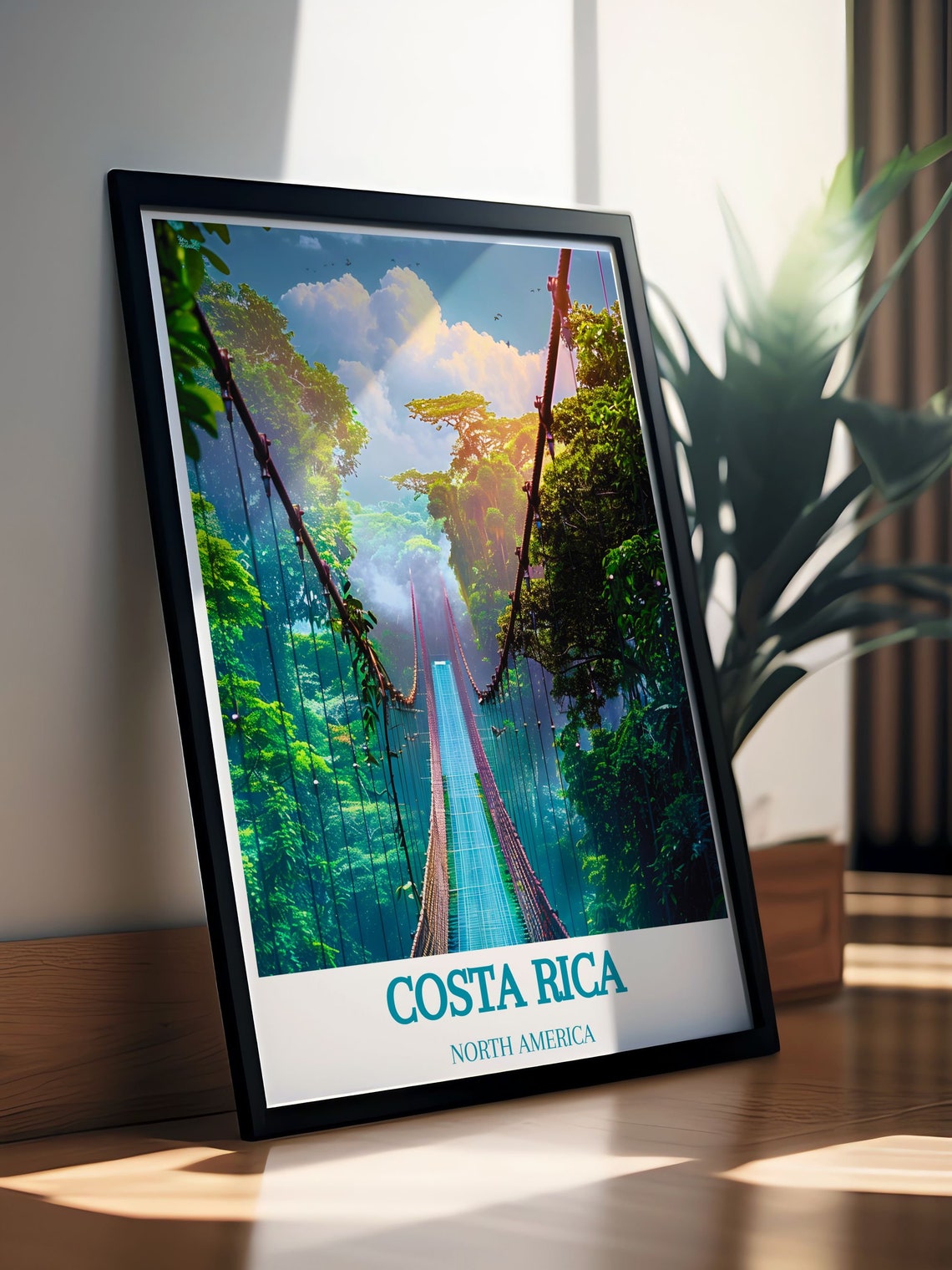 Costa Rica Jungle Canopy Suspension Bridge Rainforest Adventure Poster - Image 2
