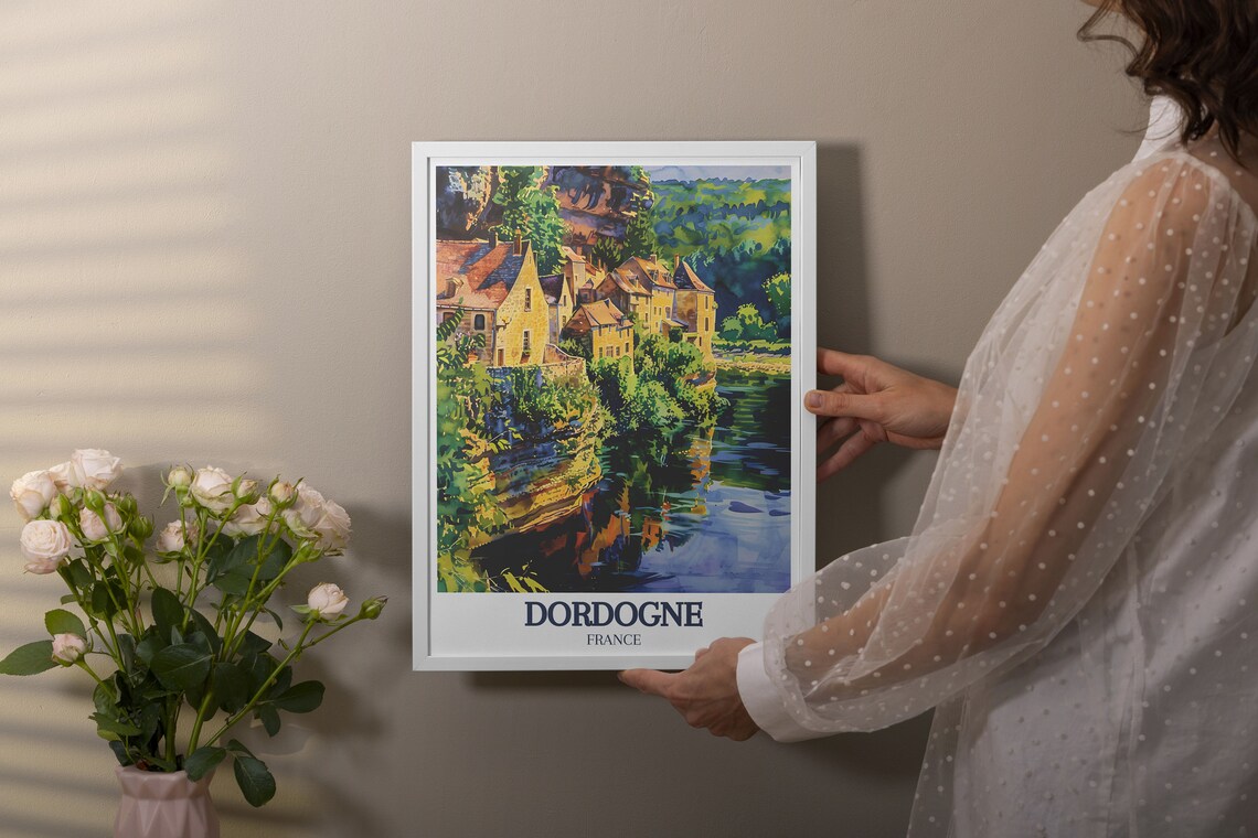 Dordogne France La Roque-Gageac Cliff Village River Travel Poster - Image 3