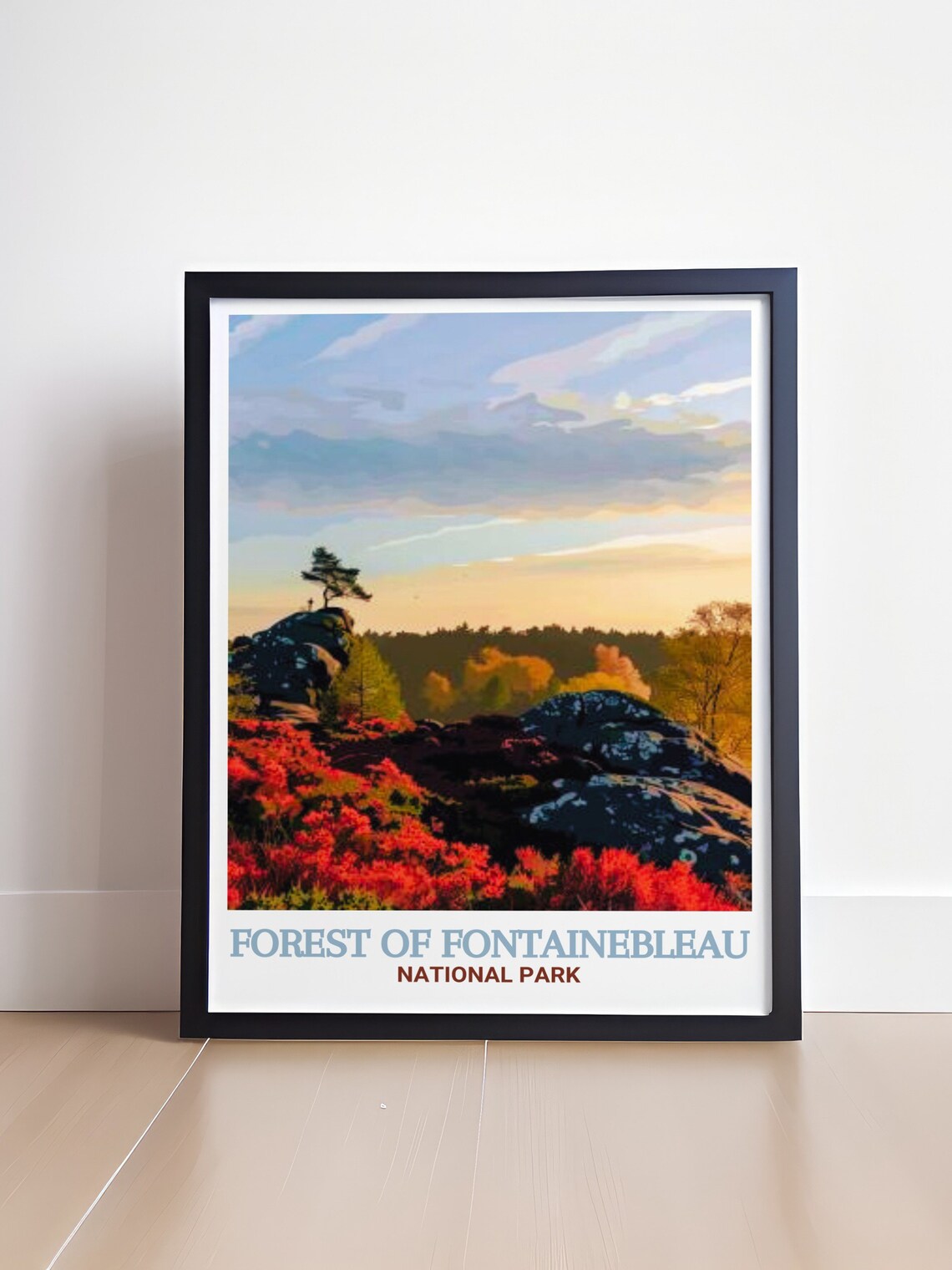 Forest Of Fontainebleau Sunset Over Red Rocky Hills View Poster - Image 4