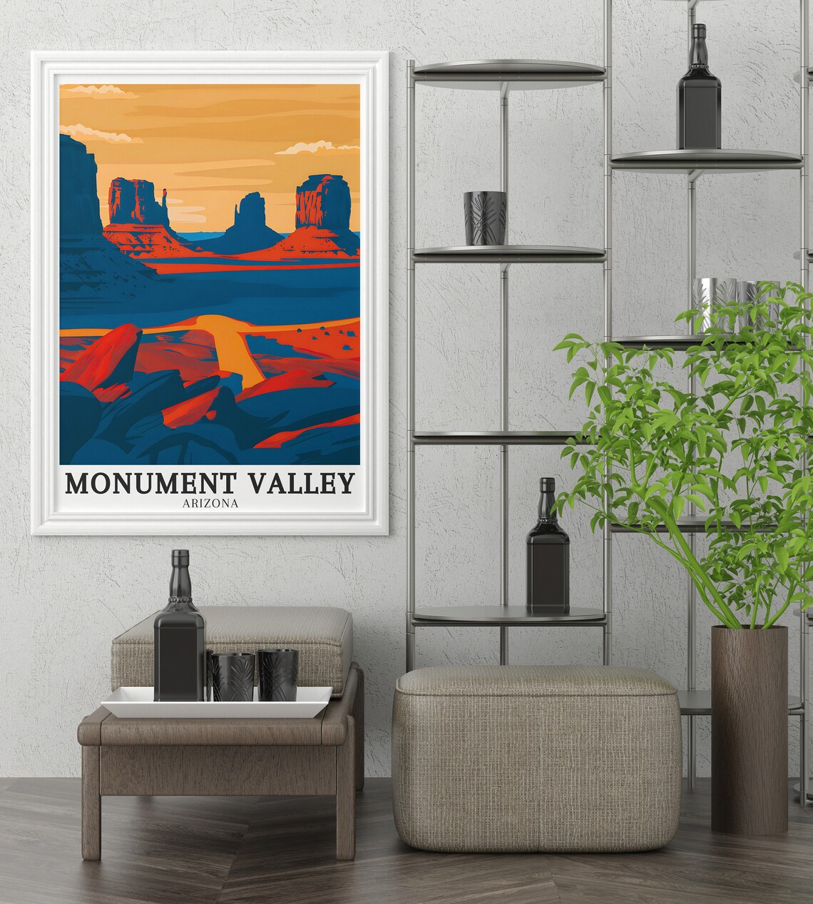 Monument Valley Dusk Red Rock Buttes Desert Road Travel Poster - Image 2