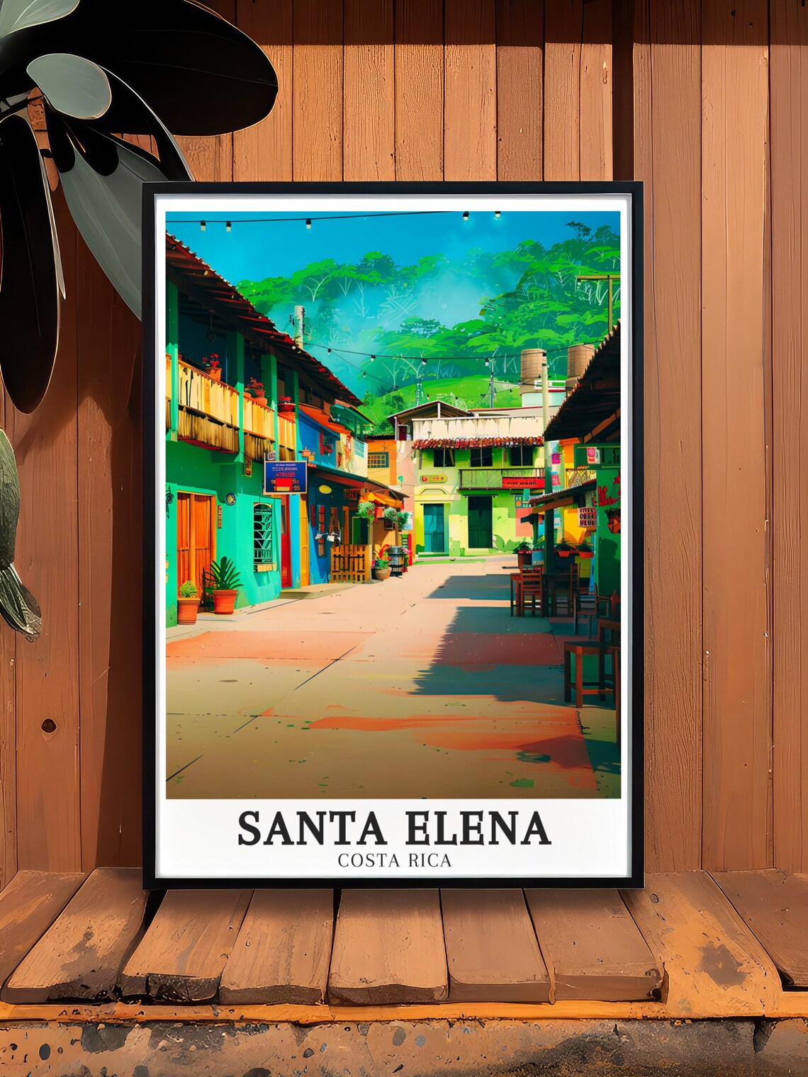 Santa Elena Costa Rica Colorful Town Street Sunny Day Travel Poster - Image 2