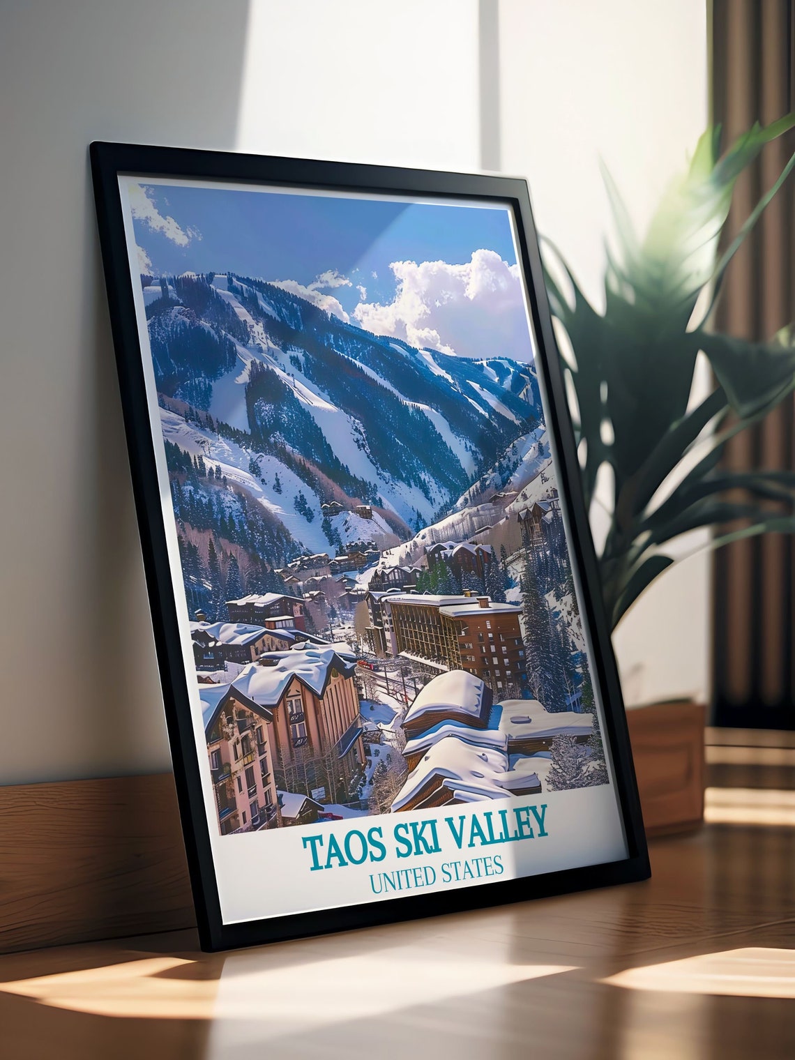 Taos Ski Valley New Mexico Snowy Mountain Village Winter Travel Poster - Image 3