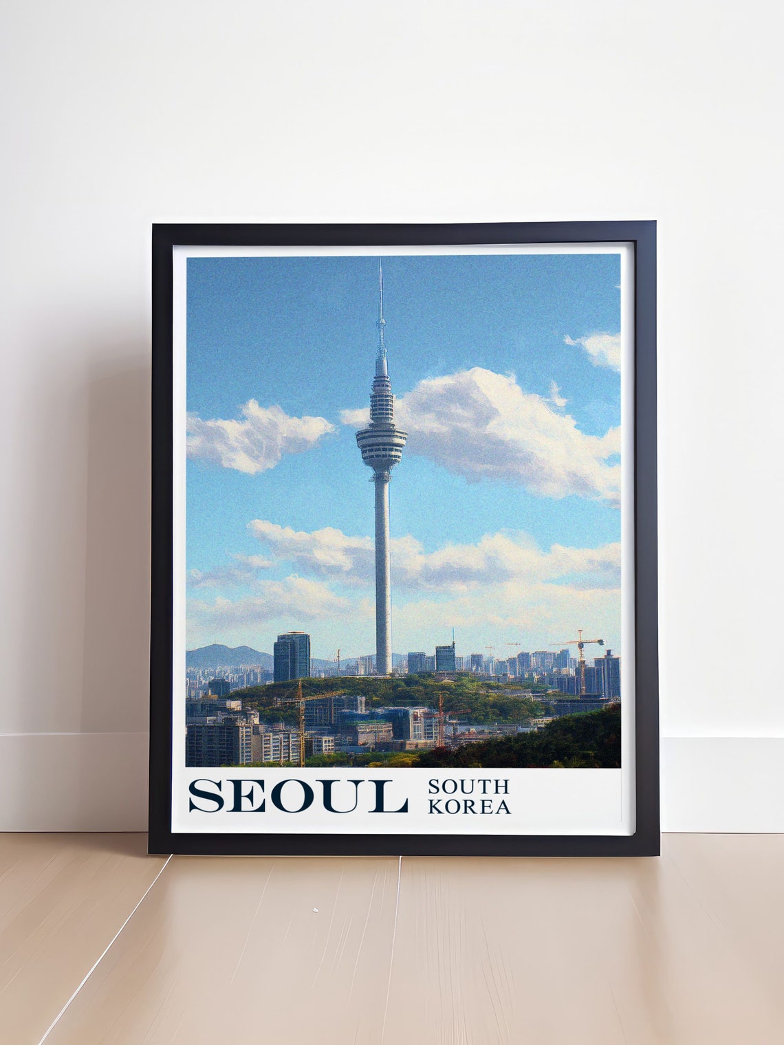 Modern Seoul South Korea N Seoul Tower Skyline Travel Poster - Image 4