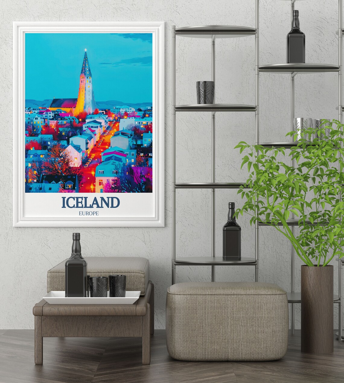 Reykjavik Iceland Hallgrimskirkja Glowing Dusk Cityscape Poster - Image 3