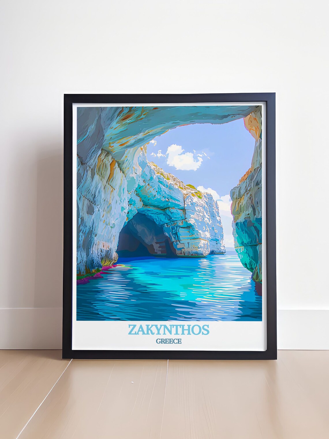 Zakynthos Blue Caves Sea Grotto Turquoise Water Travel Poster - Image 4