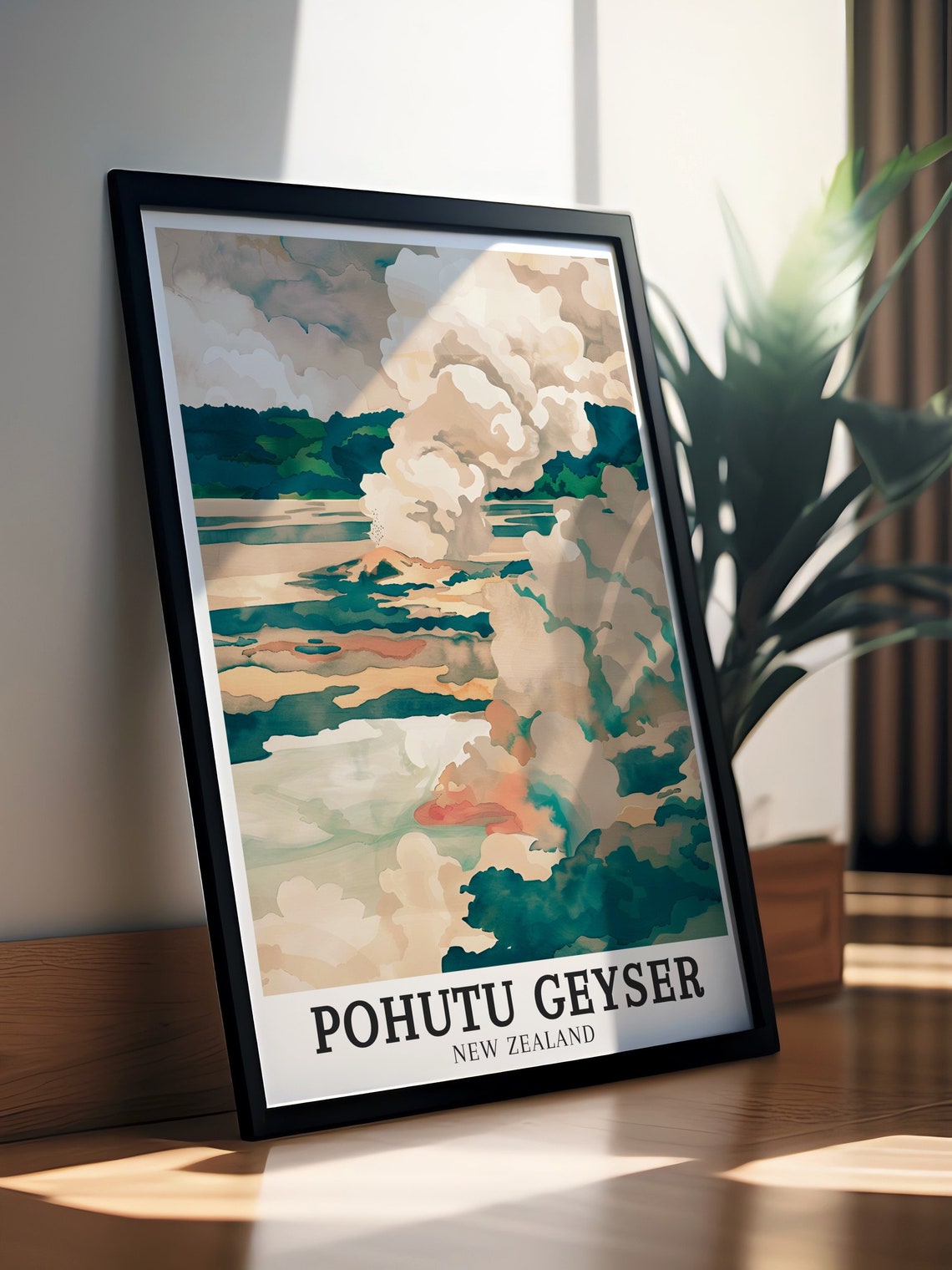 Pohutu Geyser New Zealand Thermal Steam Clouds Rotorua View Poster - Image 3
