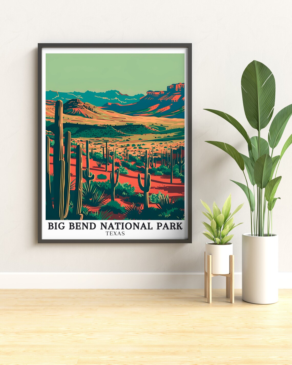 Big Bend National Park Red Desert Cactus Texas Travel Poster - Image 2