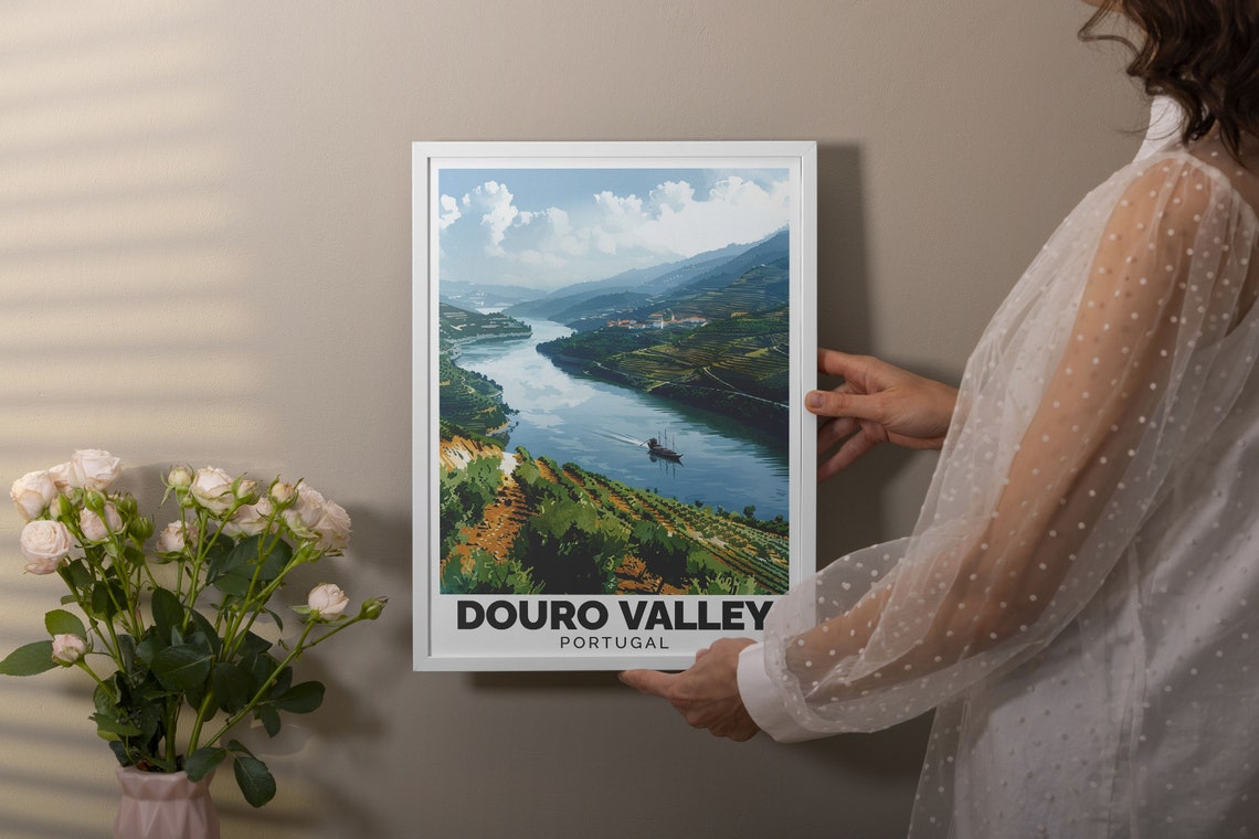 Douro Valley Portugal Bright Daytime Terraced River Hills Poster - Image 3