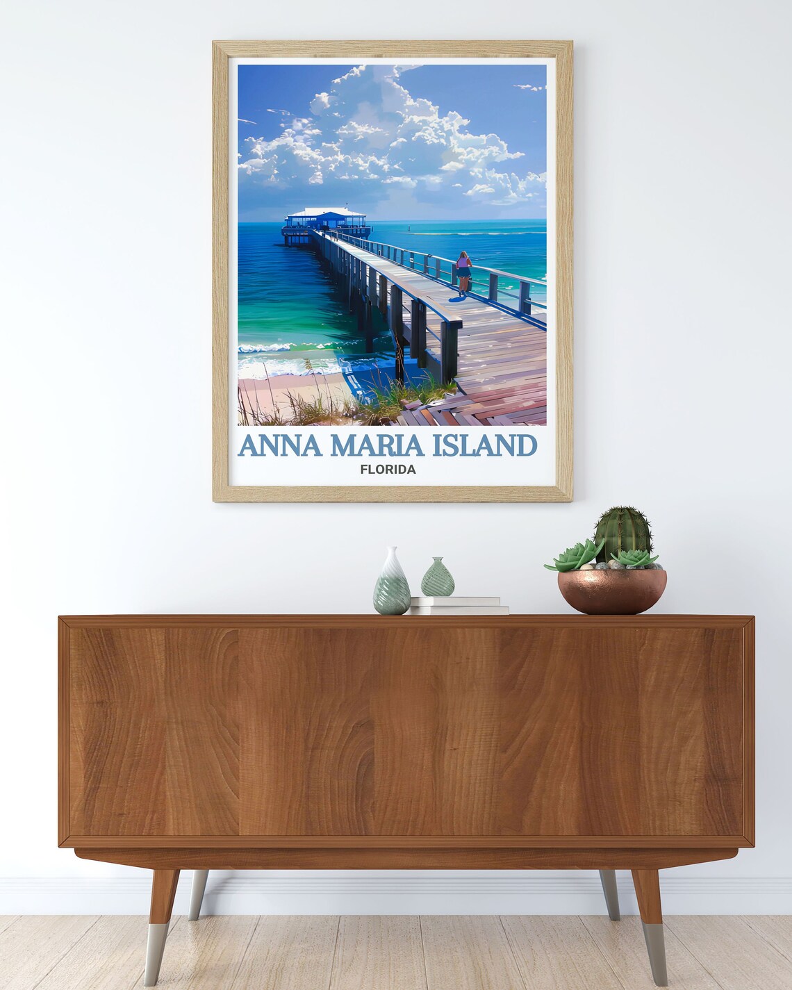 Anna Maria Island Florida Fishing Pier Turquoise Beach Travel Poster - Image 2