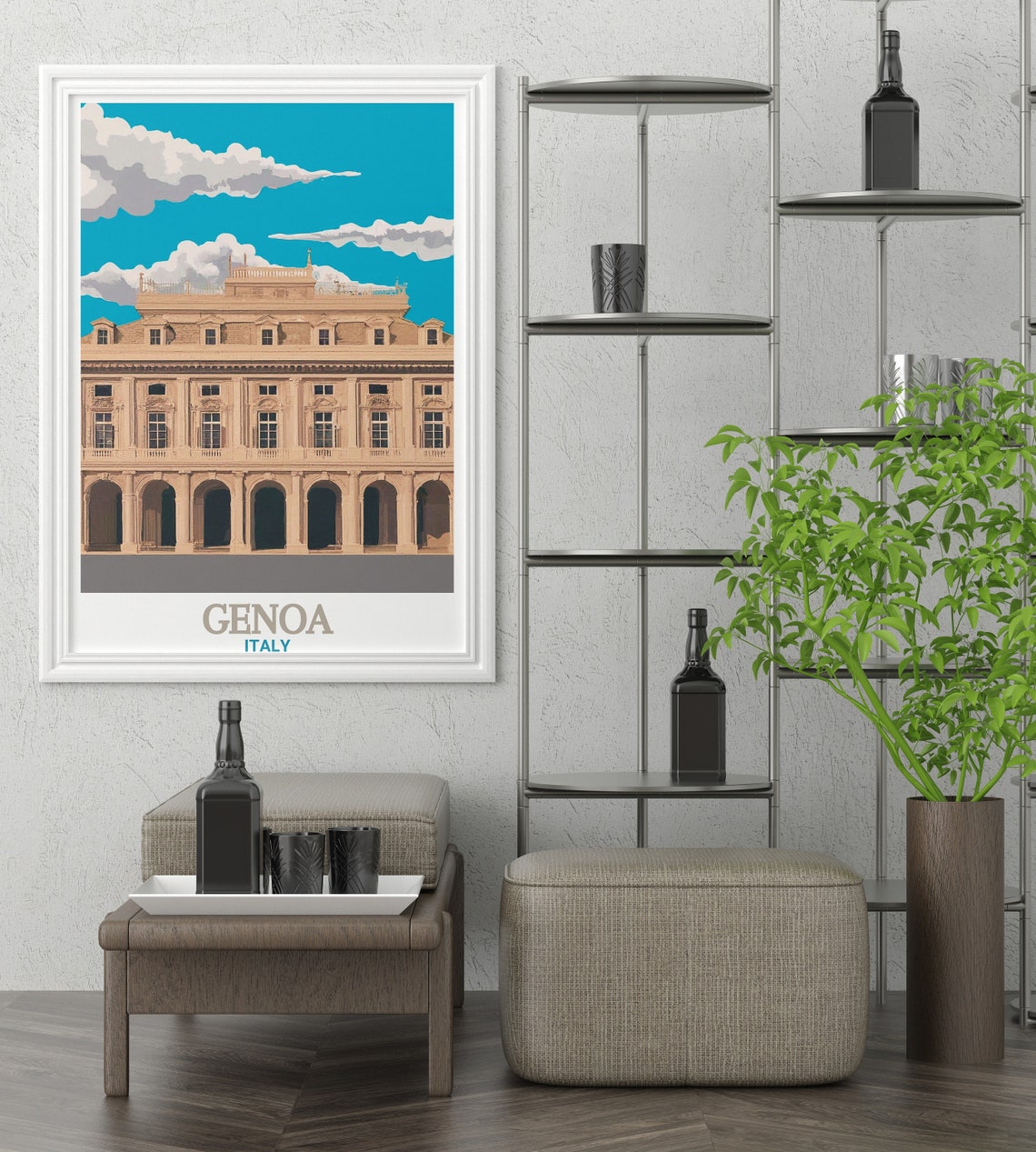 Genoa Palazzo Ducale Golden Palace Facade Italy Travel Poster - Image 3