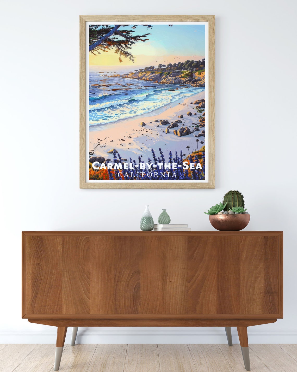 Carmel Beach Sunset Waves Rocky Shore California Coast Poster - Image 3
