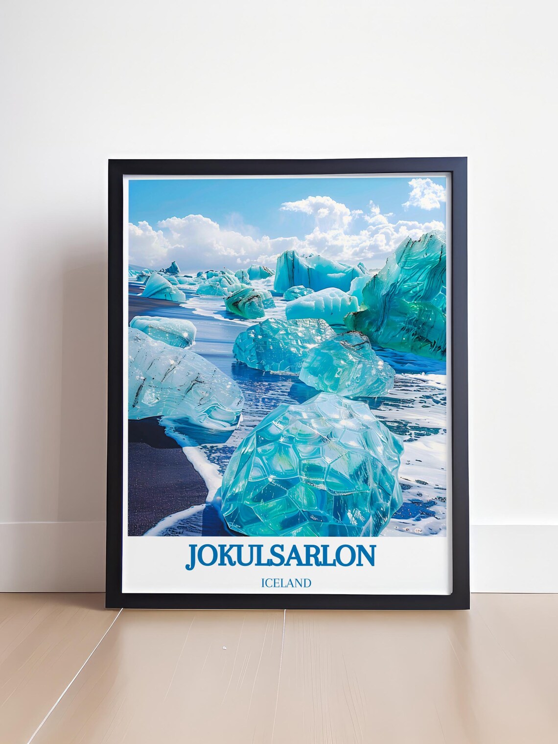 Jokulsarlon Diamond Beach Icebergs on Black Sand Iceland Poster - Image 4