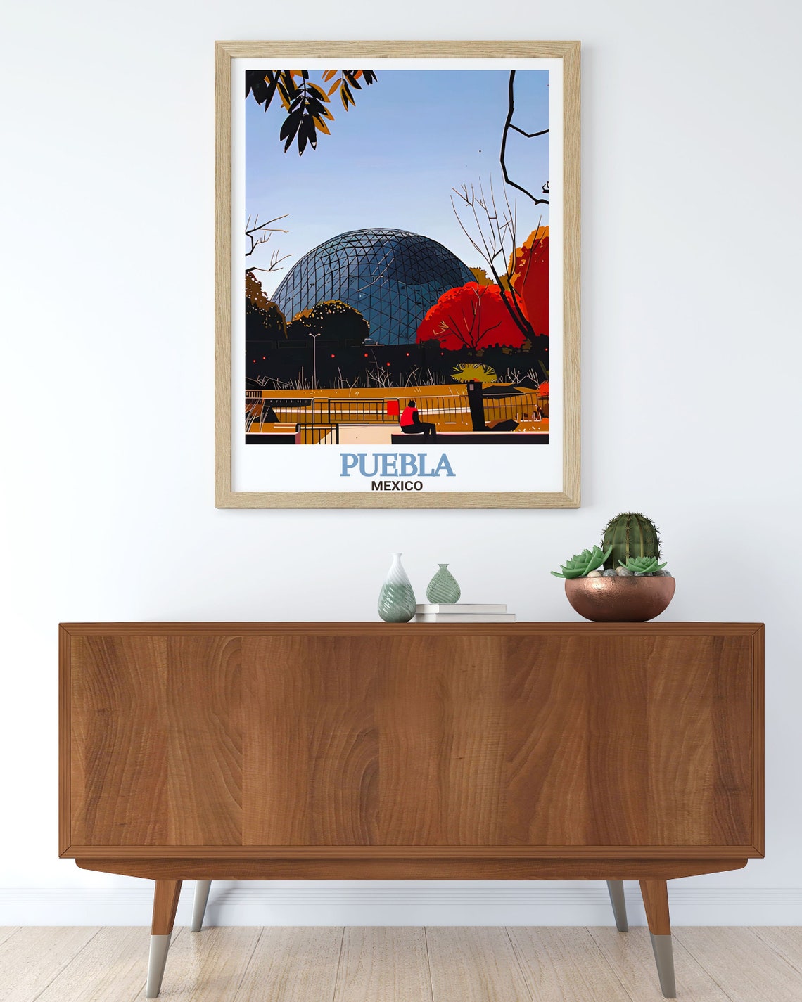 Puebla Mexico Geodesic Dome in the Park at Warm Sunset Glow Poster - Image 3