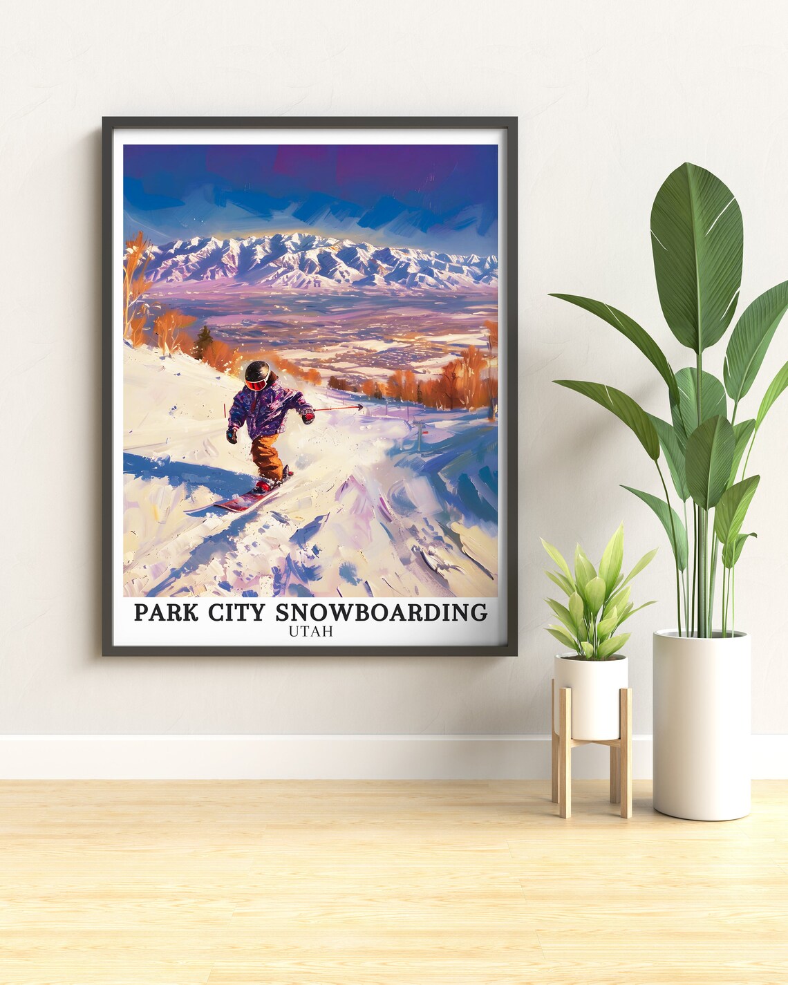 Park City Snowboarding Utah Sunrise Descent Wasatch View Poster - Image 3