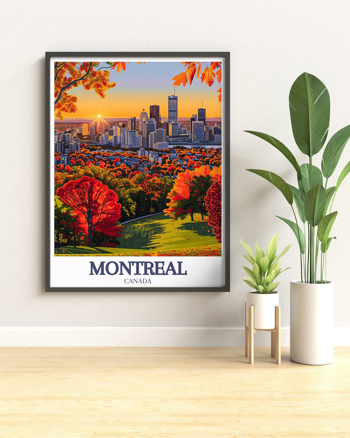 Montreal Mount Royal Autumn Foliage Skyline Canada Travel Poster - Image 3