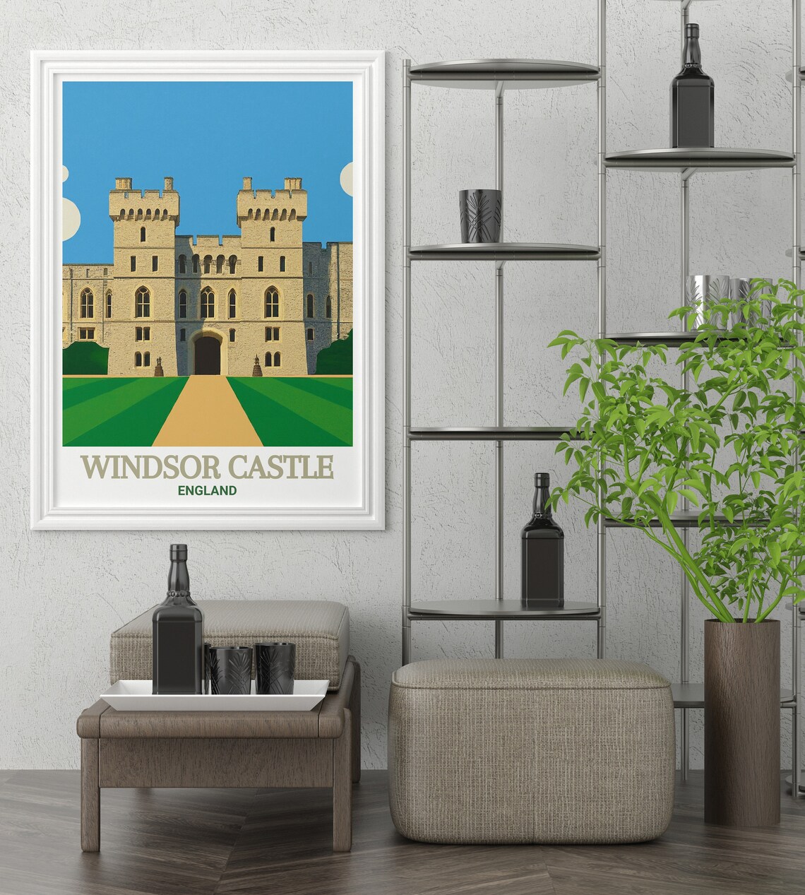 Windsor Castle Front Towers And Green Lawn England Travel Poster - Image 3