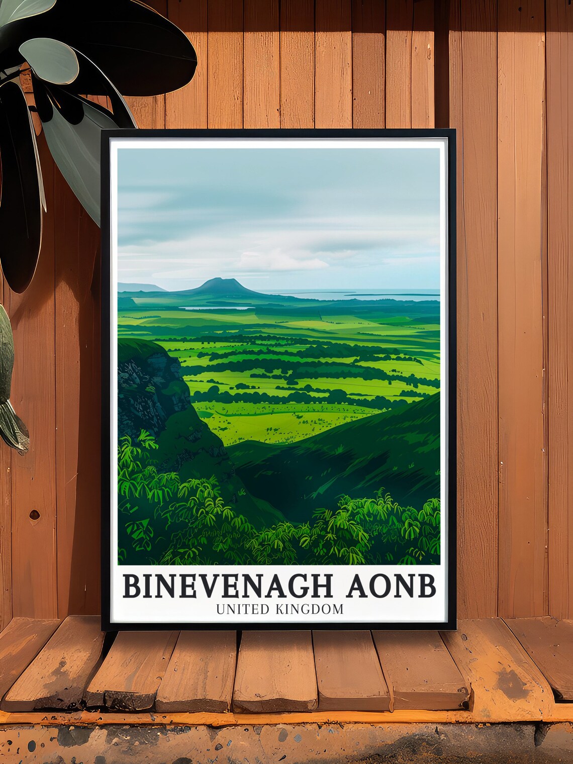 Binevenagh AONB Green Valley View United Kingdom Travel Poster - Image 2