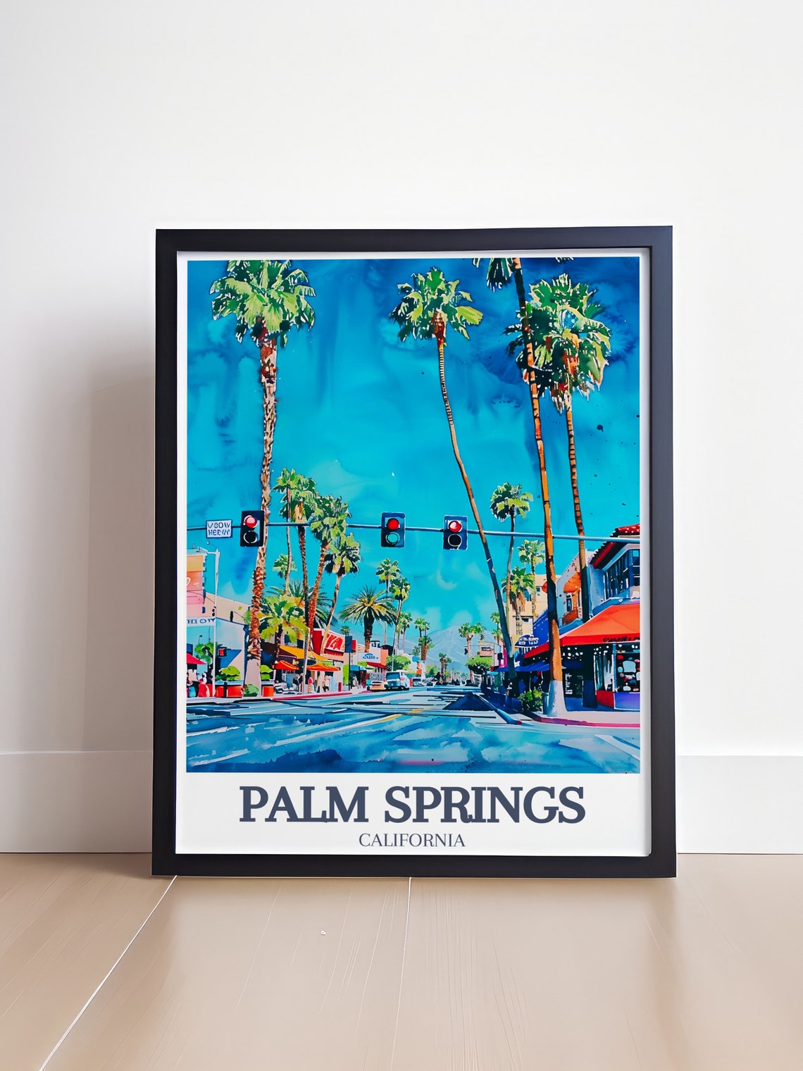 Palm Springs Downtown Palm Canyon Drive Watercolor City Poster - Image 4