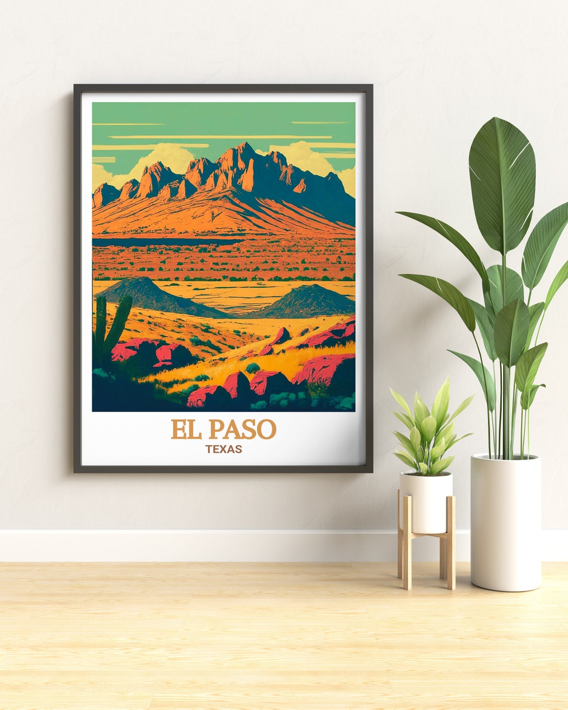 El Paso Texas Franklin Mountains Desert Sunset Travel Poster - Image 3