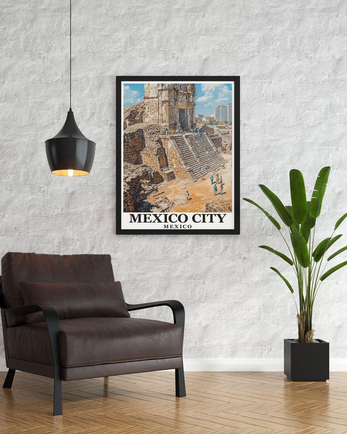 Templo Mayor Aztec Ruins with Tourists in Mexico City Mexico Poster - Image 3