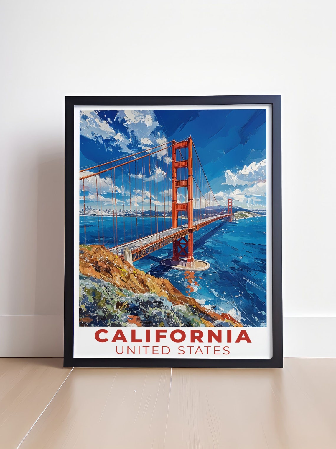 Golden Gate Bridge San Francisco Bay Vintage California Travel Poster - Image 4