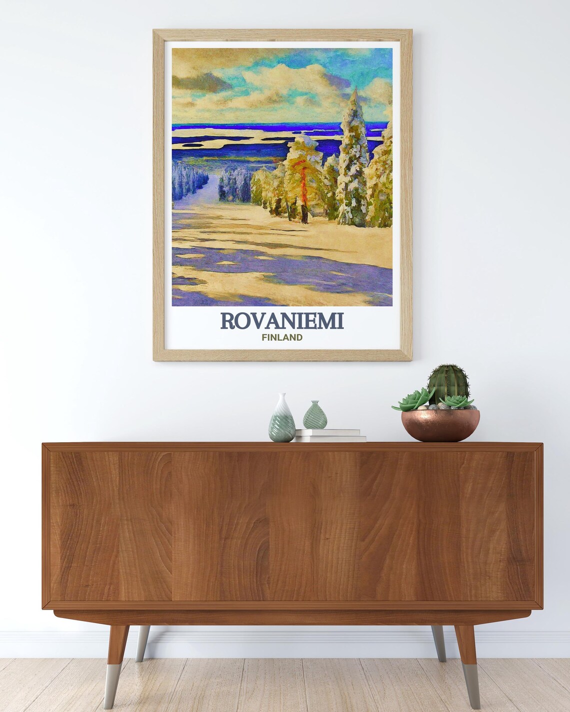 Rovaniemi Finland Poster with Snowy Forest and Lakes Watercolor - Image 3