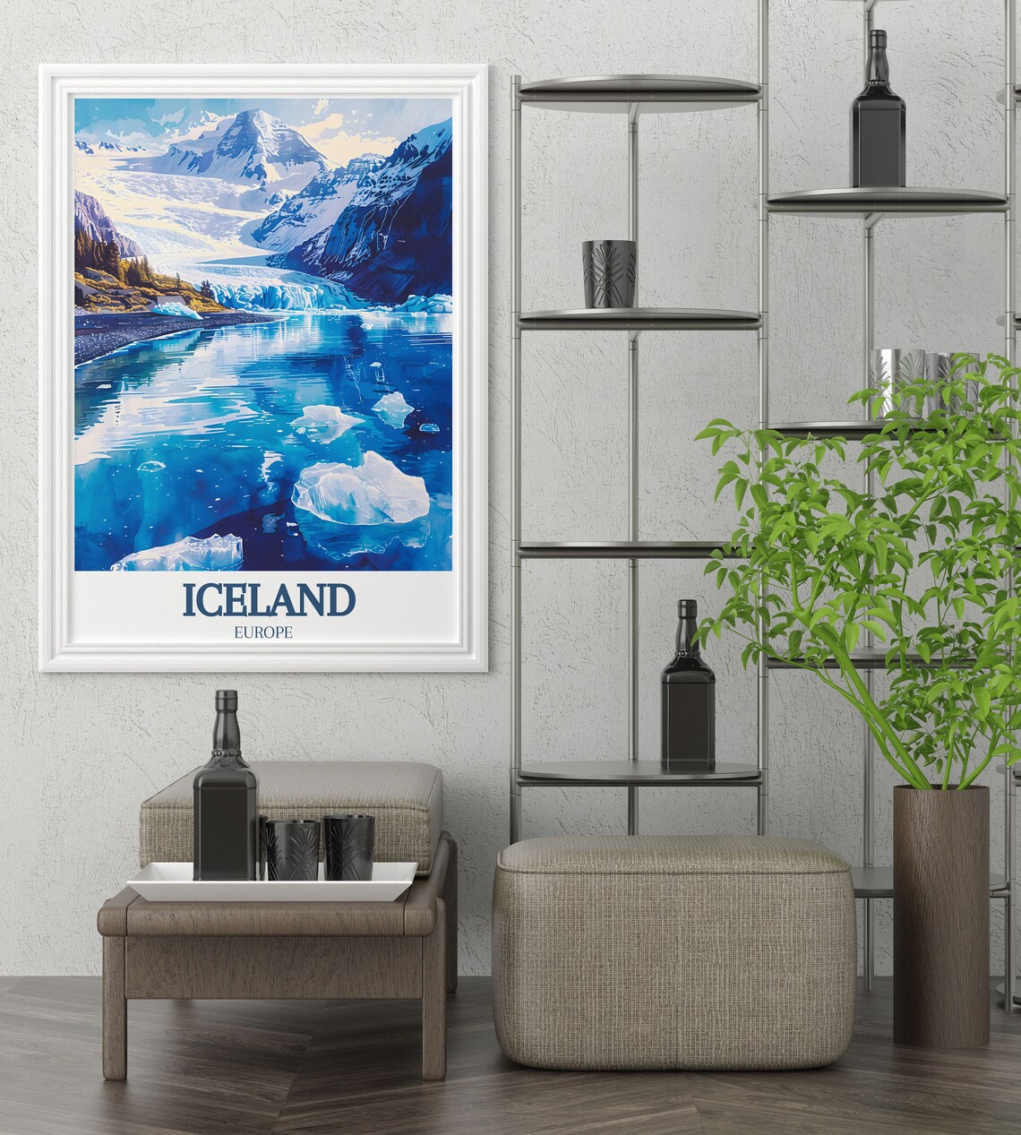 Iceland Jokulsarlon Glacier Lagoon Drifting Blue Icebergs Poster - Image 2