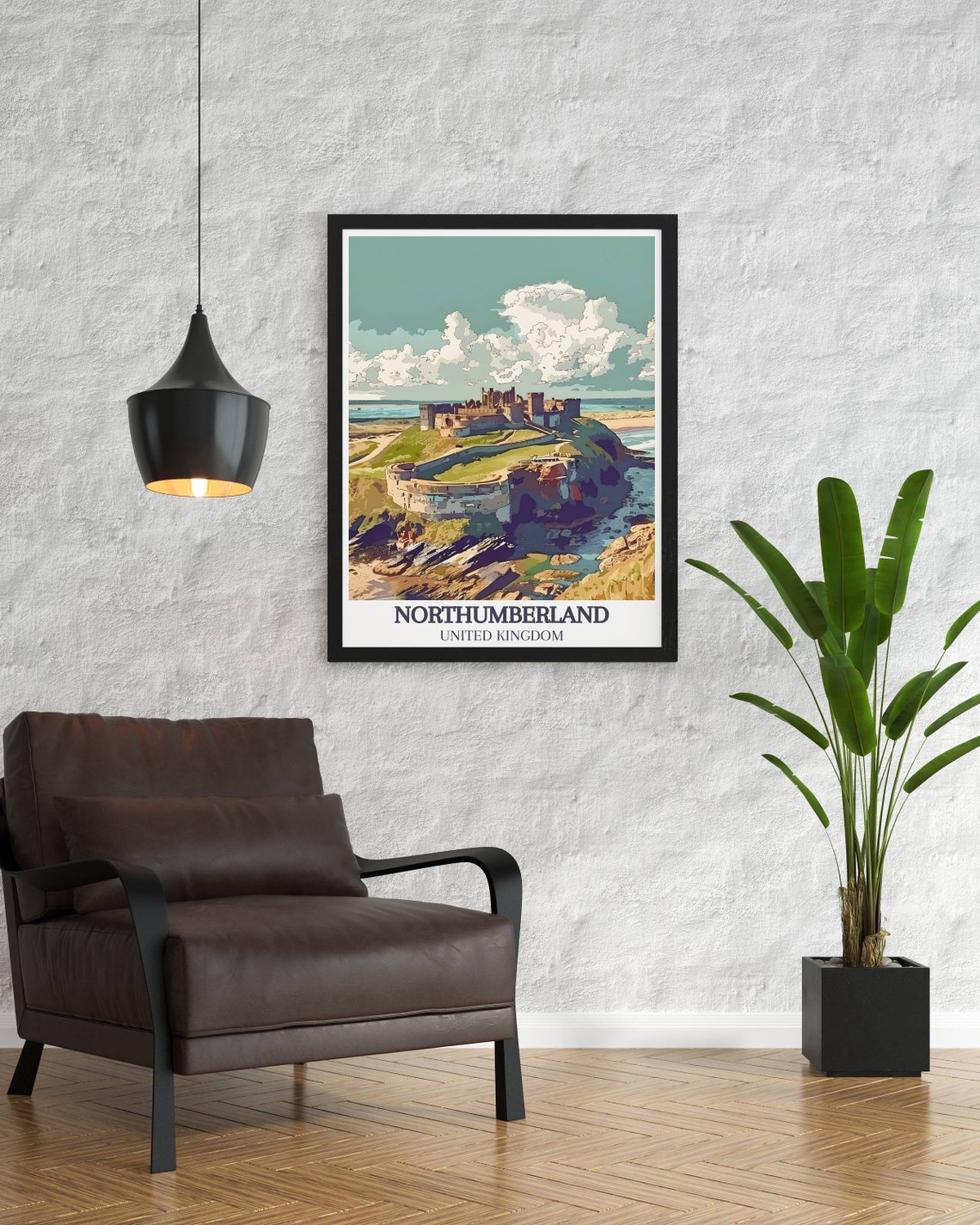 Northumberland Travel Print And Area Of Outstanding Art Perfect Housewarming Gifts With Bamburgh Castle And England Travel Prints - Image 2