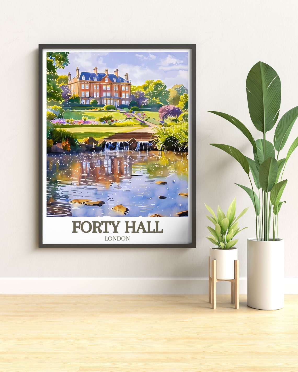Forty Hall London Lake Reflection and Garden View Poster Art - Image 2