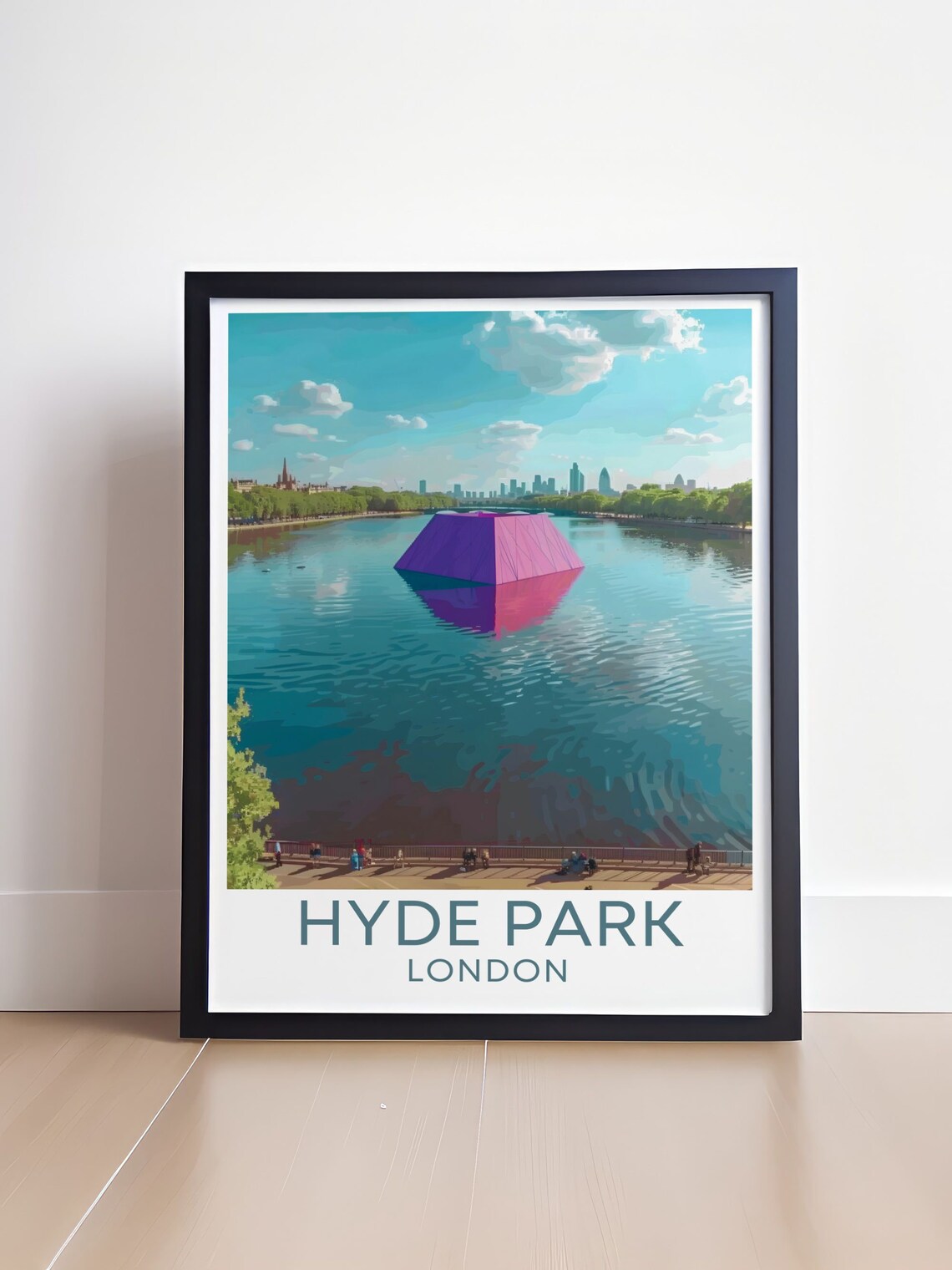 Hyde Park London Serpentine Lake Pink Floating Art Sculpture Poster - Image 4