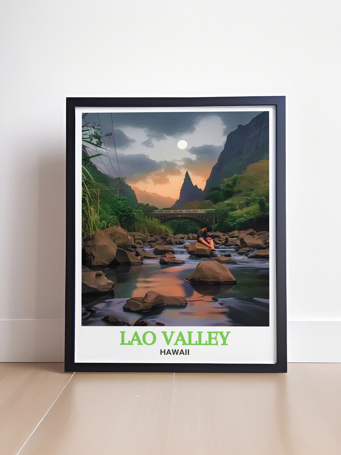 Lao Valley Hawaii Moonlit Stream And Boulder Retreat Travel Poster - Image 4