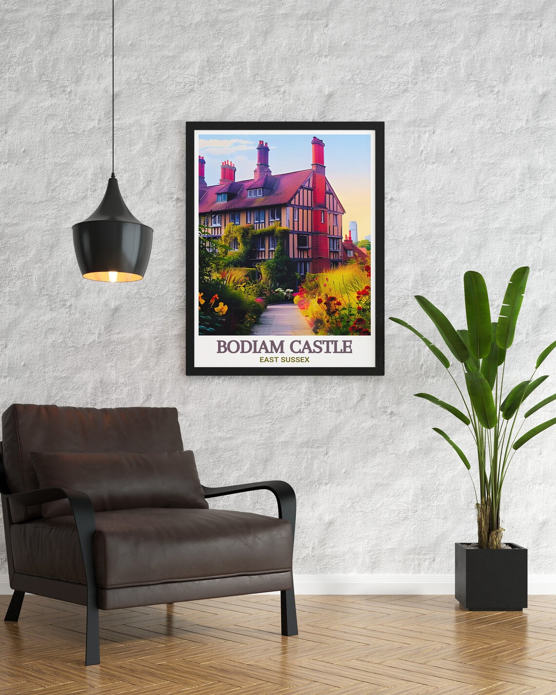Bodiam East Sussex Half Timbered Manor Garden Art Sunset Poster - Image 3