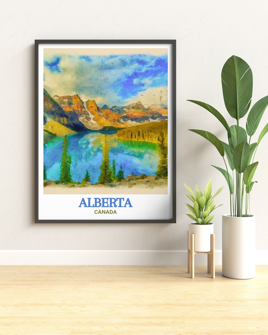 Alberta Banff Moraine Lake Peaks Watercolor Canada Mountain Poster - Image 3