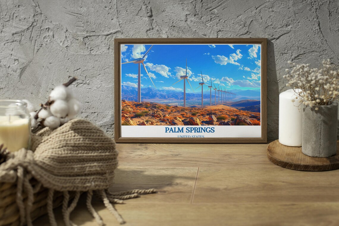 Palm Springs California Wind Turbine Farm Desert View Poster - Image 3