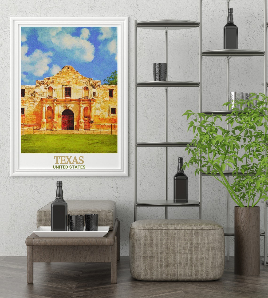 Texas The Alamo Historic Mission Facade Front View Travel Poster - Image 3