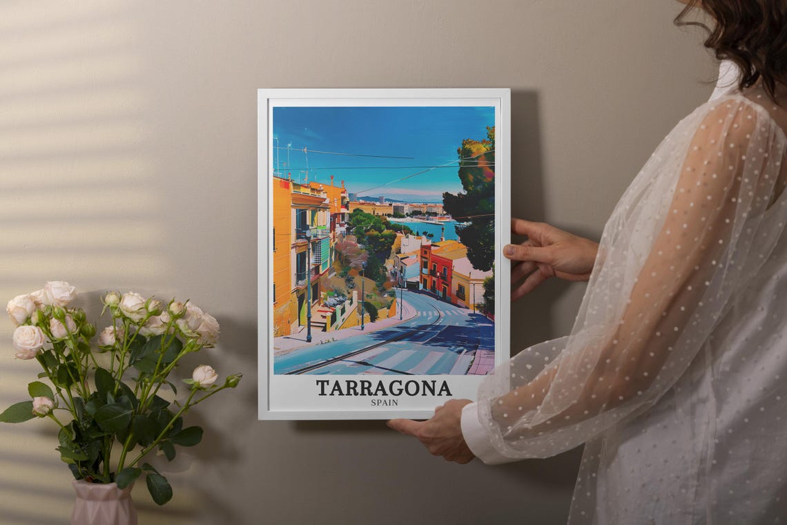 Tarragona Spain Harbor Overlook Old Town Street Scene Poster - Image 2
