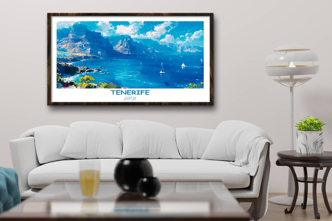Los Gigantes Cliffs Over Blue Bay With Sailboats Tenerife Poster - Image 3