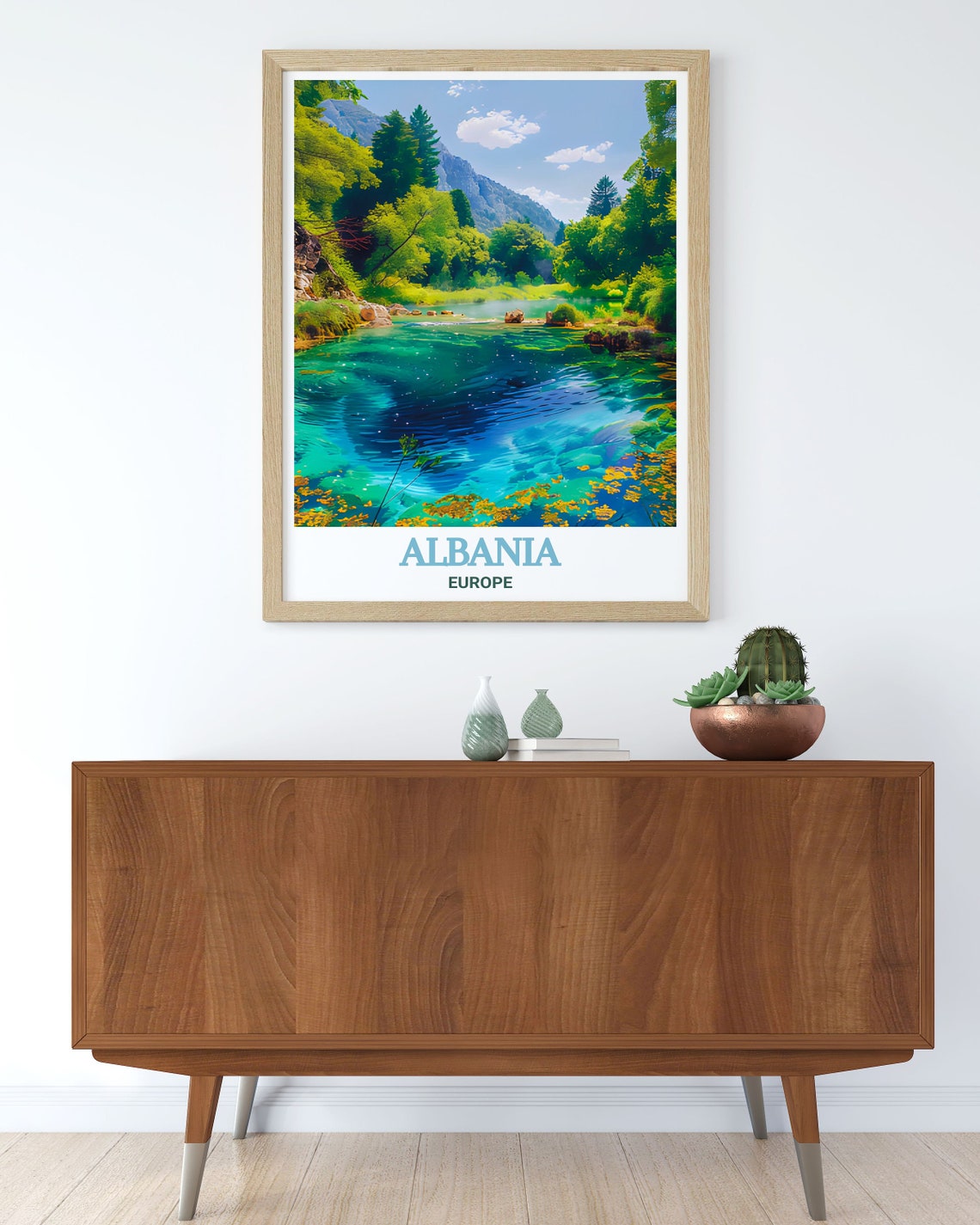 Syri I Kaltr Blue Eye Turquoise Spring Forest Travel Art Poster - Image 3
