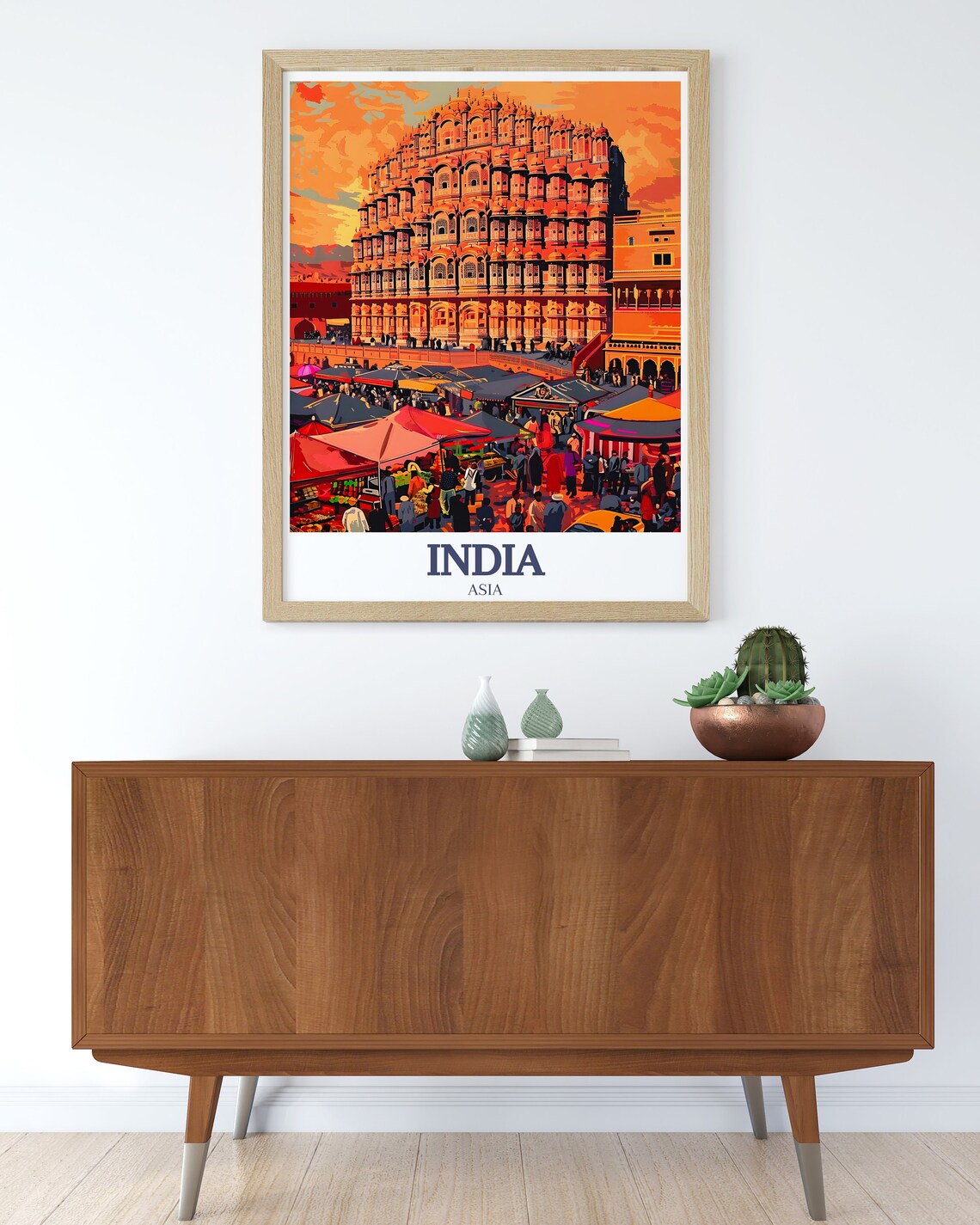 Hawa Mahal at Sunset Above the Buzzing Jaipur Market Travel Poster - Image 2