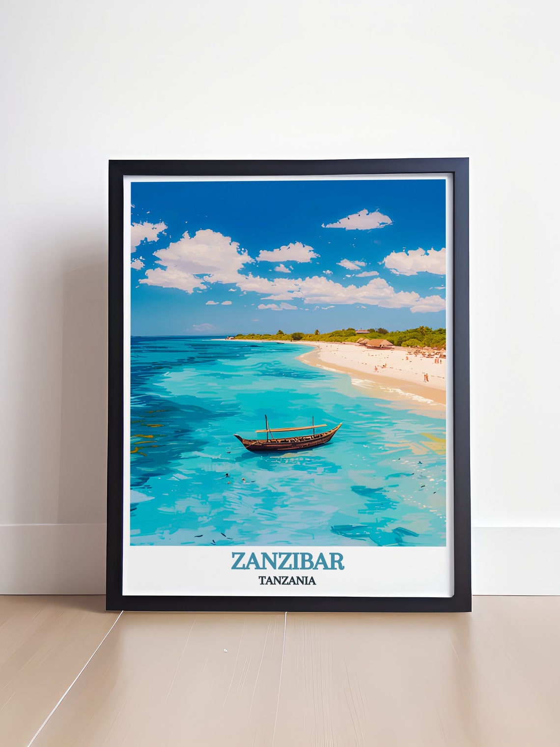 Zanzibar Nungwi Beach Turquoise Water Dhow Boat Travel Poster - Image 4
