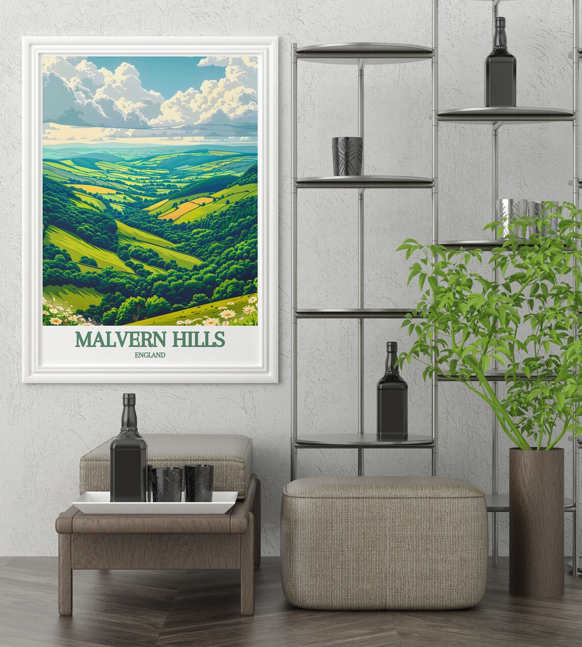 Malvern Hills England Green Valley Vista Wildflower Scenic Poster - Image 4