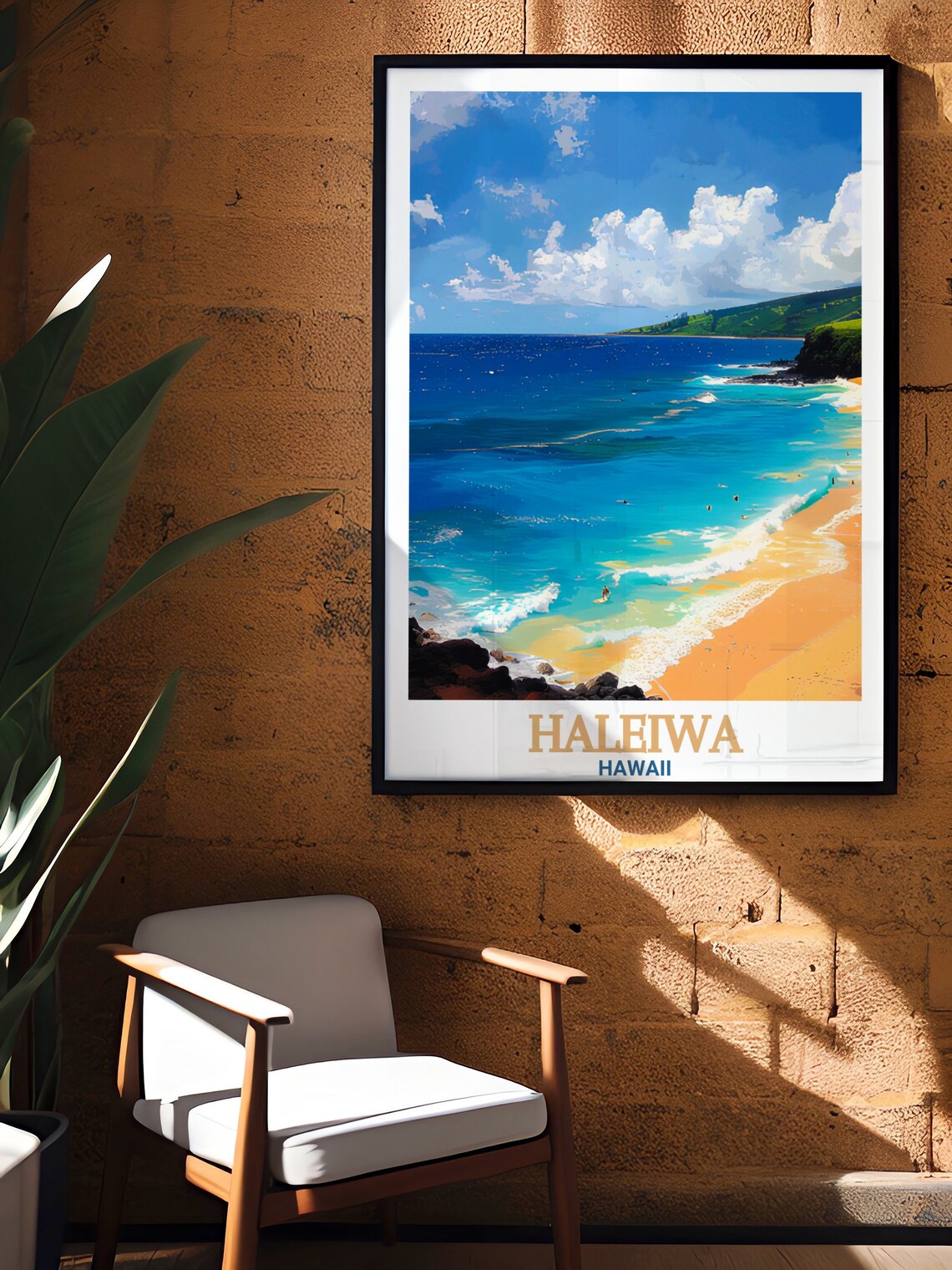 Hawaii Haleiwa Waimea Bay Turquoise Surf Golden Beach Poster - Image 2