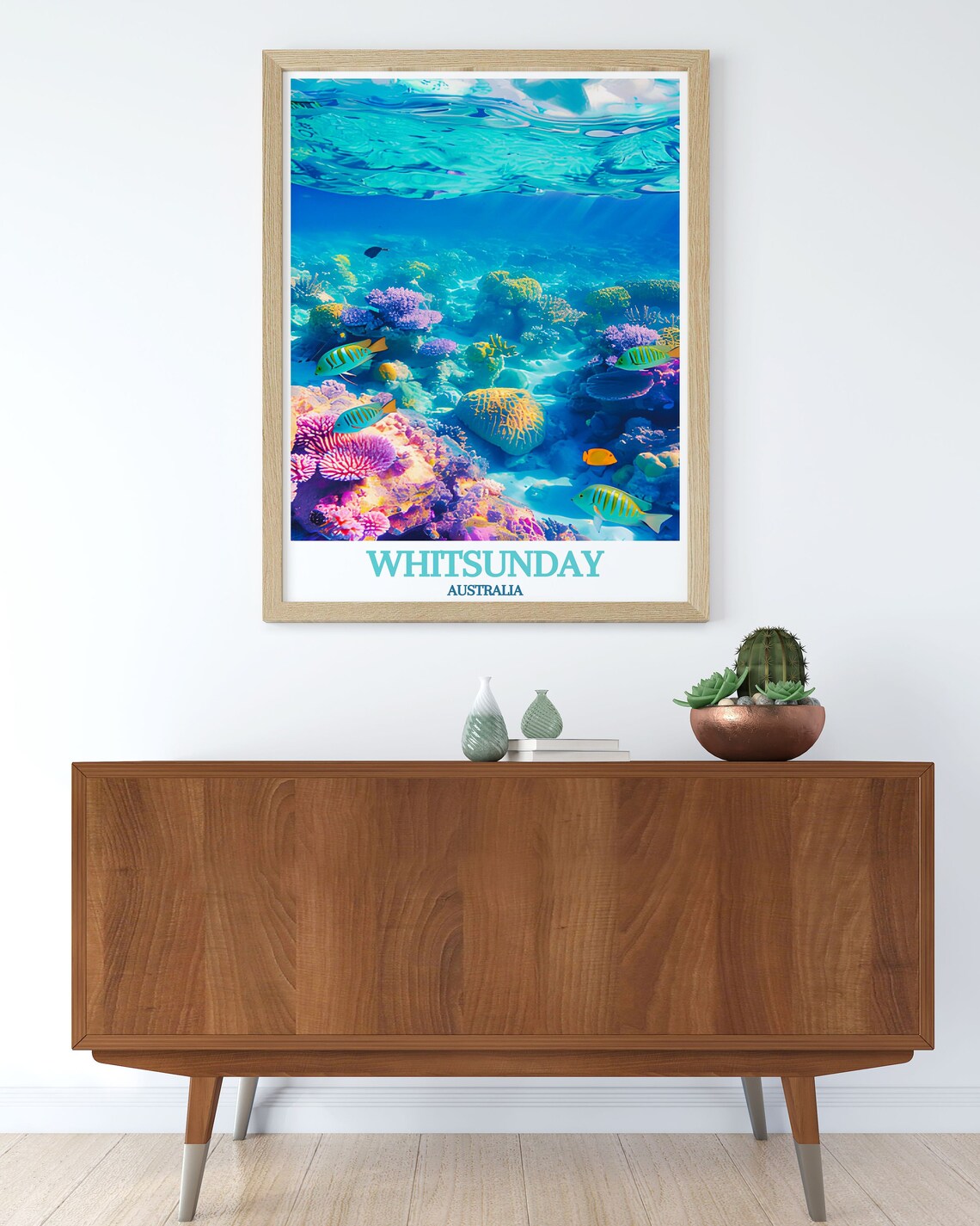 Whitsunday Coral Reef Underwater Marine Life Scene Travel Poster - Image 2
