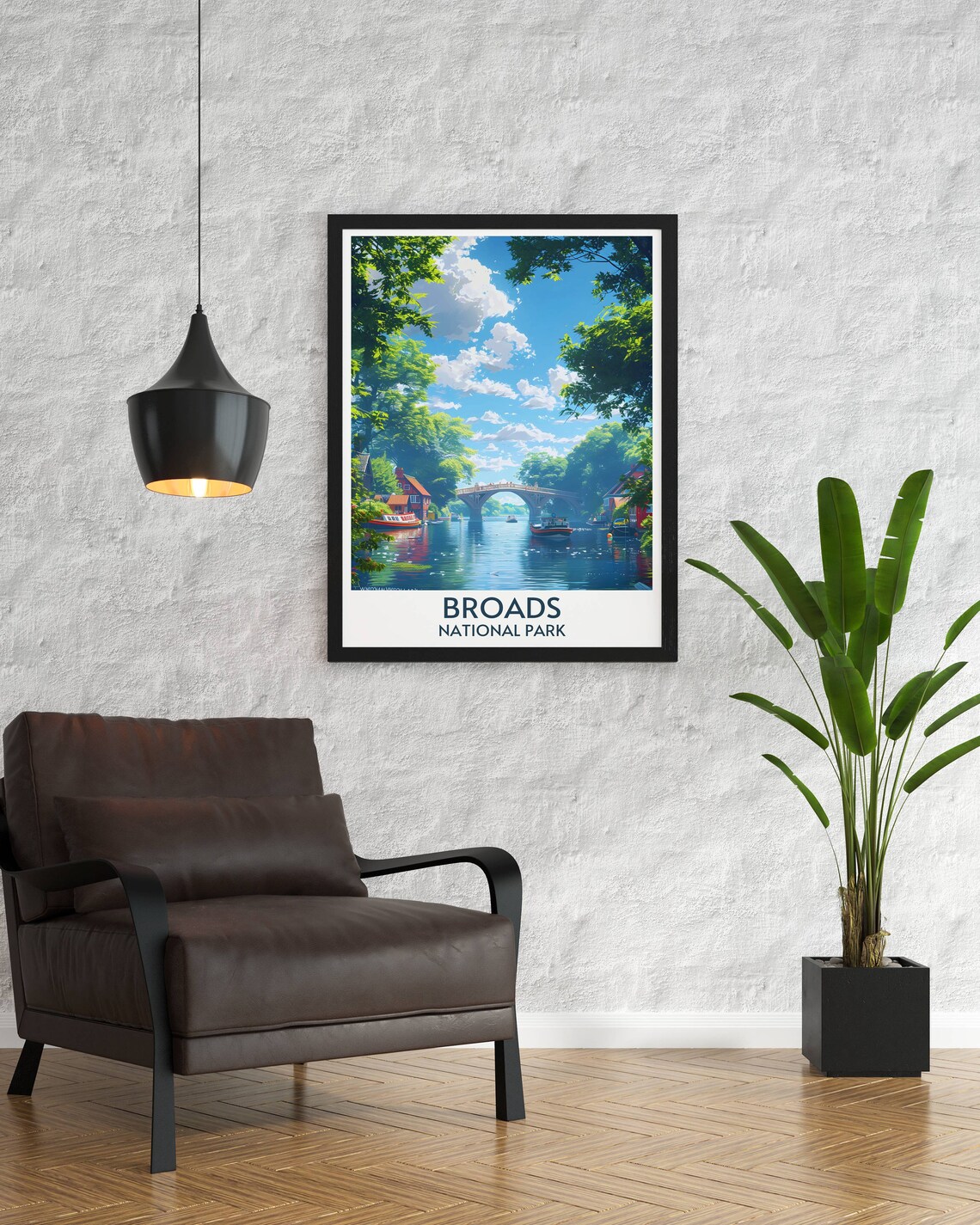 Norfolk Broads National Park England River Boats Bridge Poster - Image 2