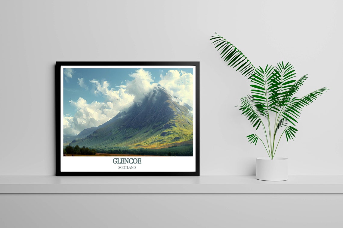 Glencoe Scotland Misty Mountain Peak Cloudscape Travel Poster - Image 3