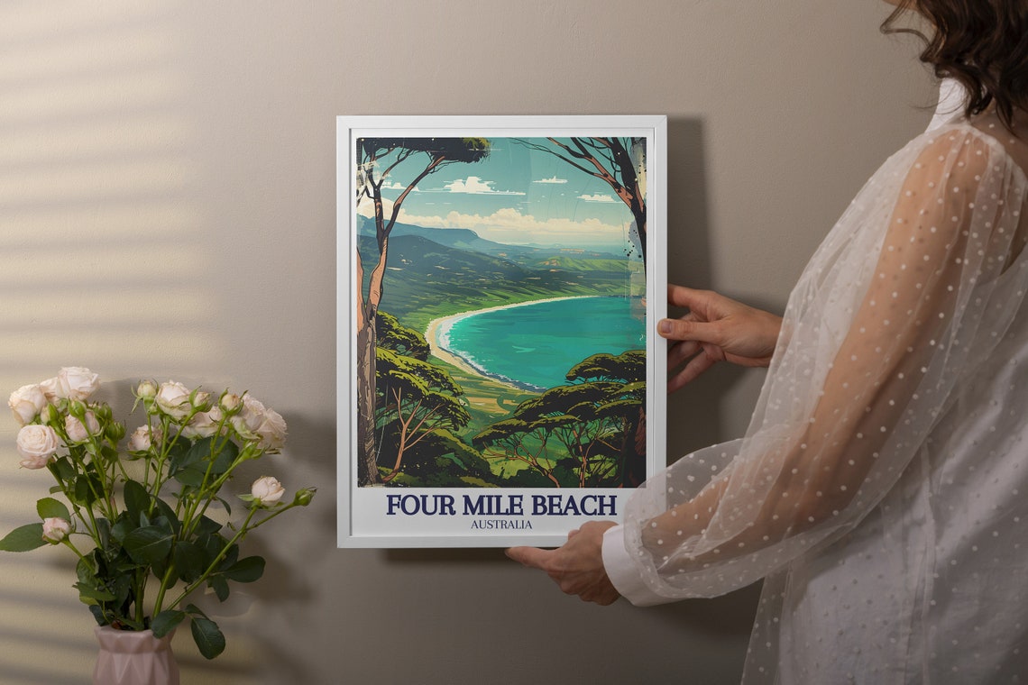 Four Mile Beach Australia Turquoise Bay From Hilltop Trees Poster - Image 2