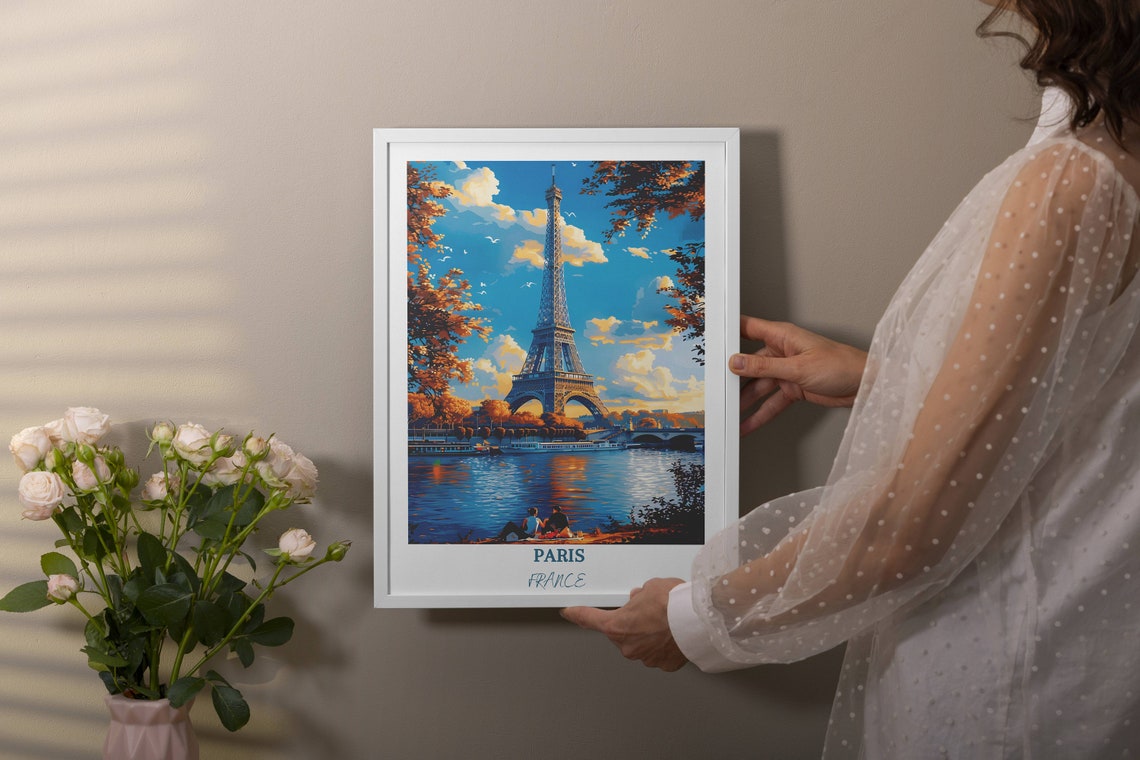 Paris France Travel Print Paris Wall Art Eiffel Tower Art France Travel Poster Paris Home Decor French Illustration Parisian Art Print - Image 4