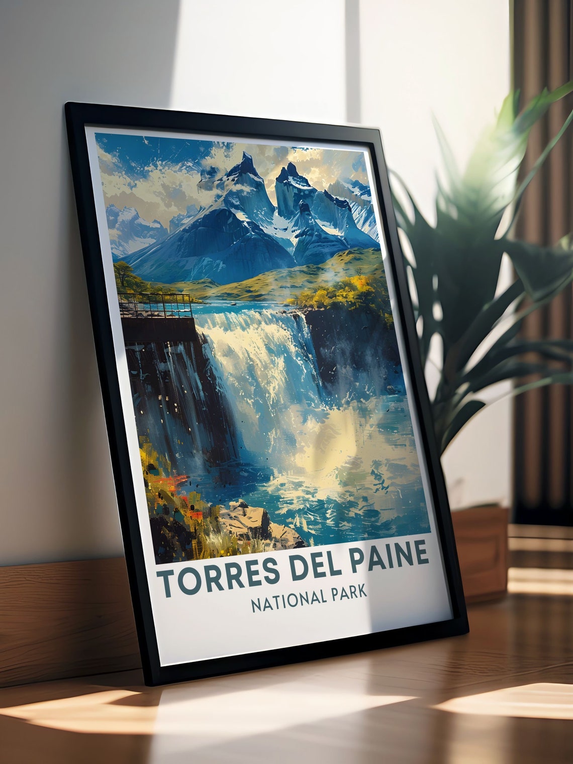 Torres Del Paine Travel Print Salto Grande Travel Poster Retro Travel Poster Of Torres Del Paine National Park - Image 2