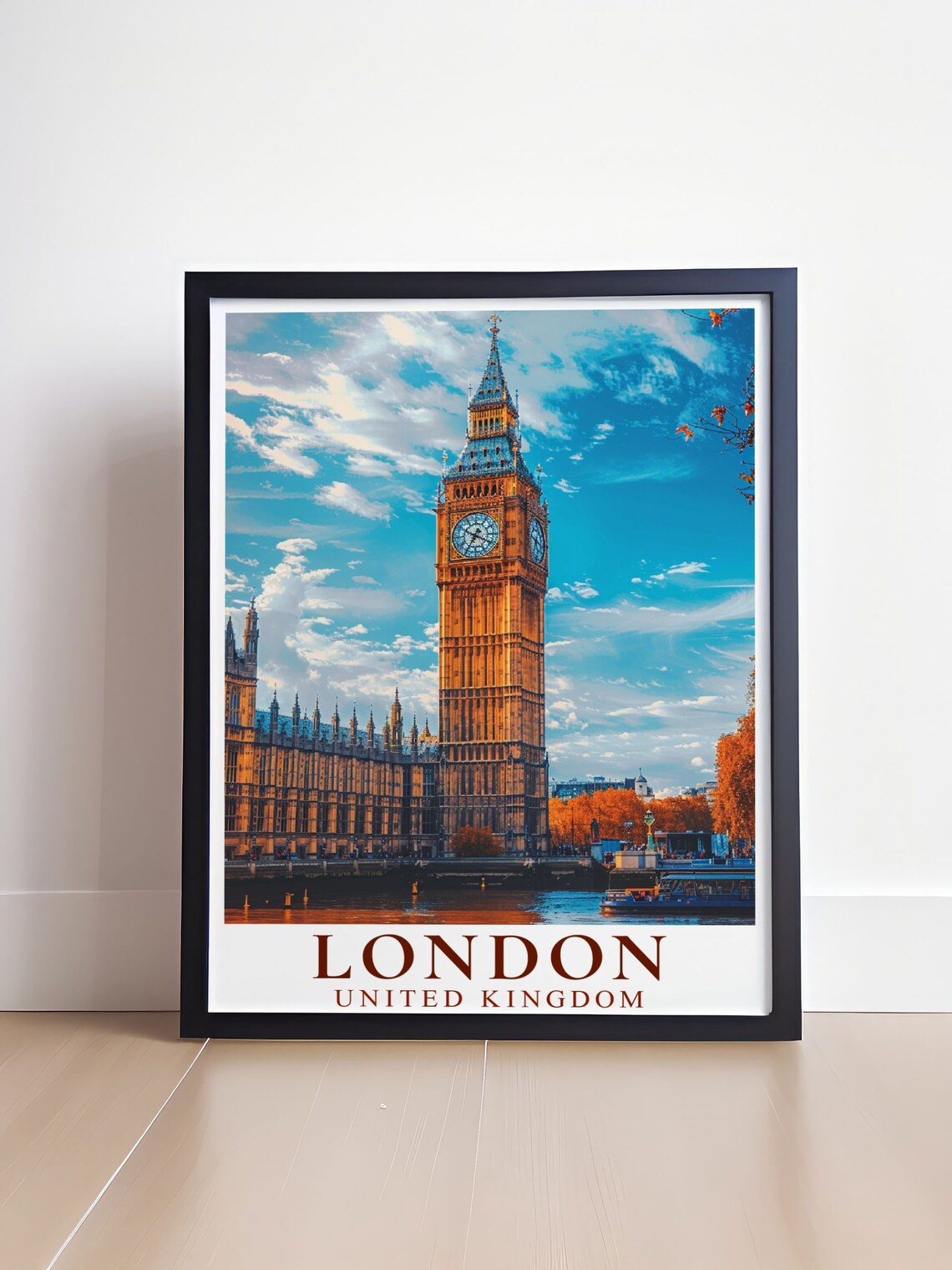 London United Kingdom Big Ben Golden Clock Tower Thames Travel Poster - Image 2