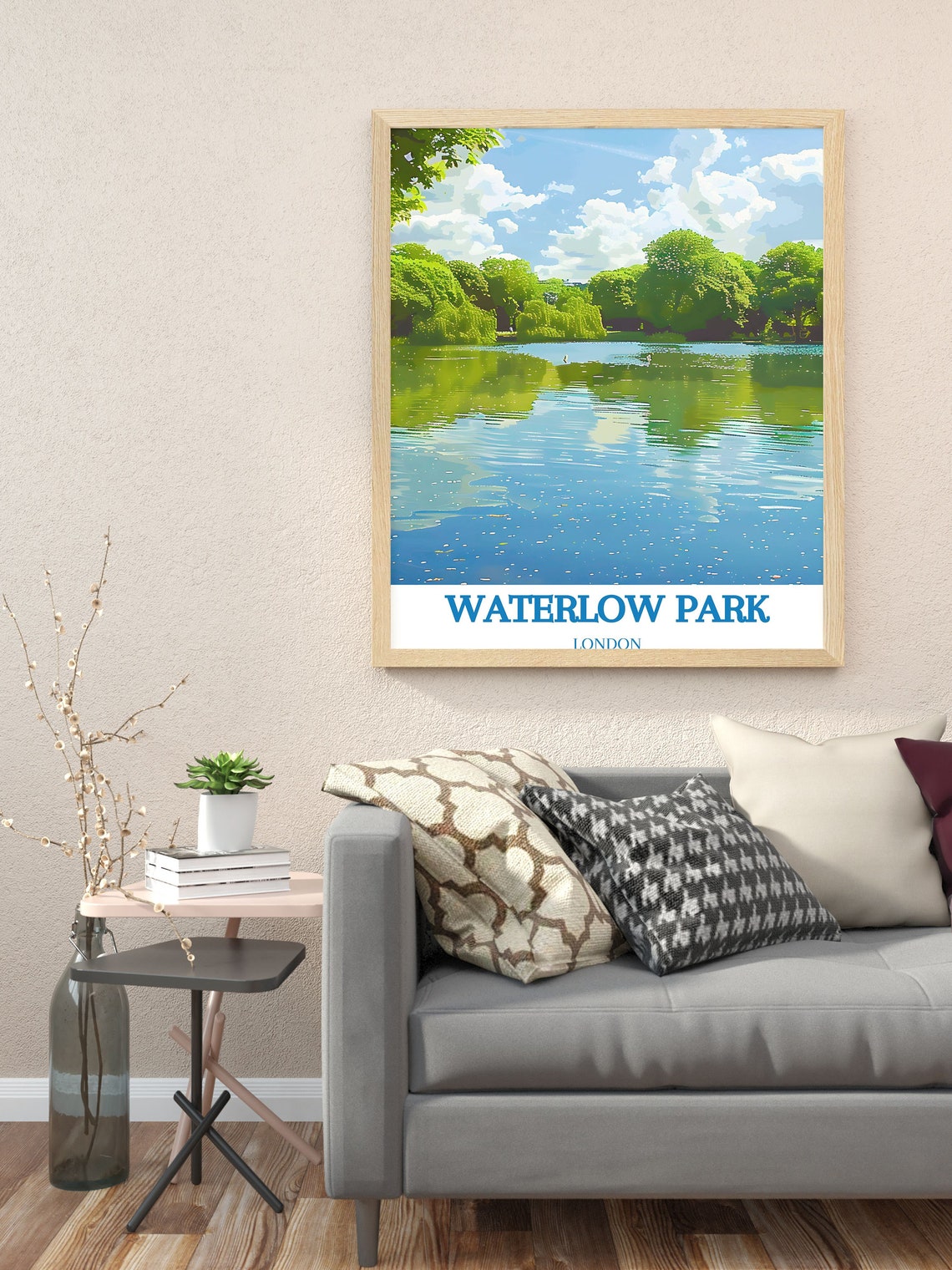 Waterlow Park Lake Vertical View Lush Green Trees London Park Poster - Image 2